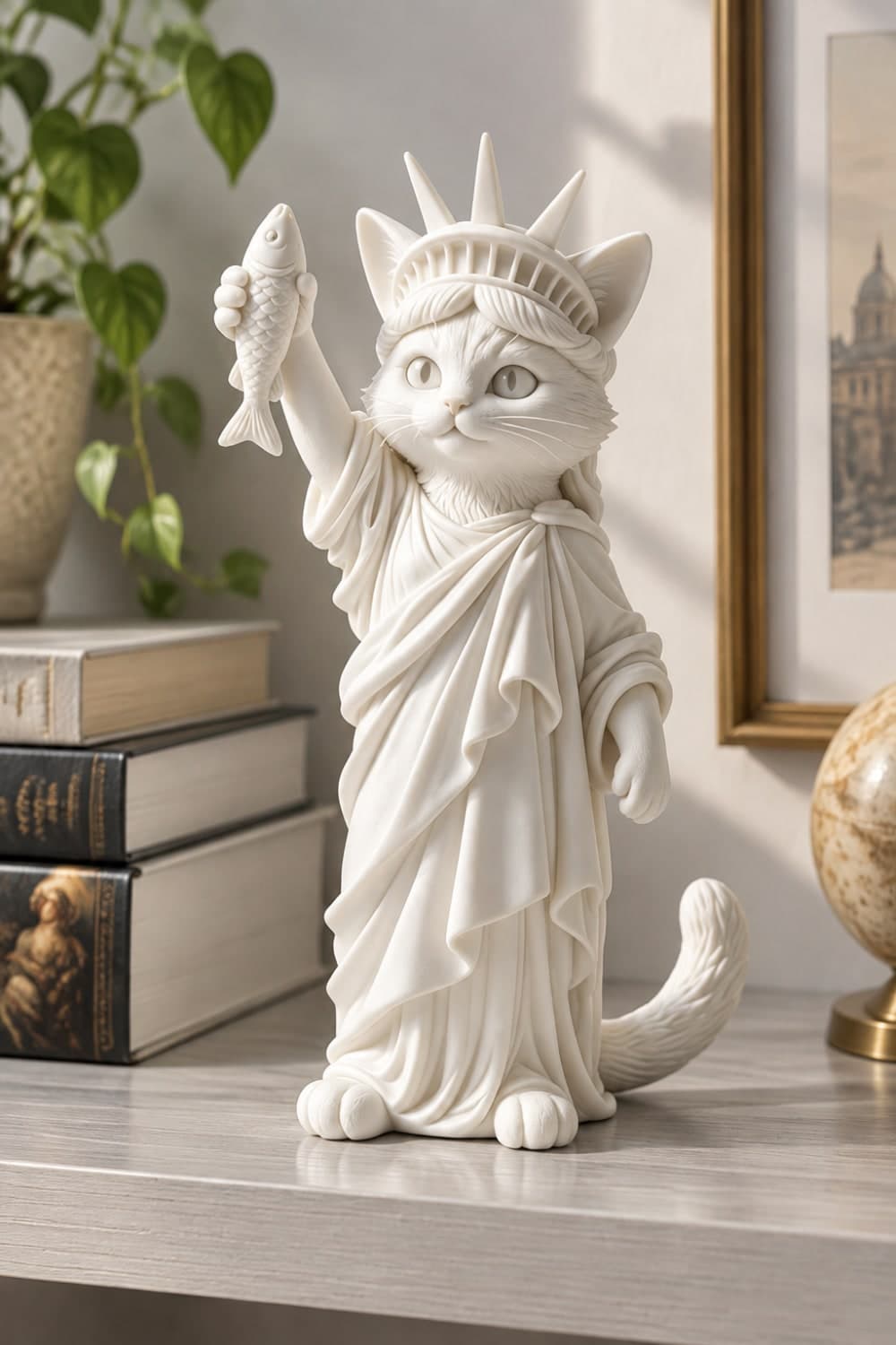Özgürlüğün Kedisi Figürlü Dekoratif Biblo - Büyük Boy - 22cm