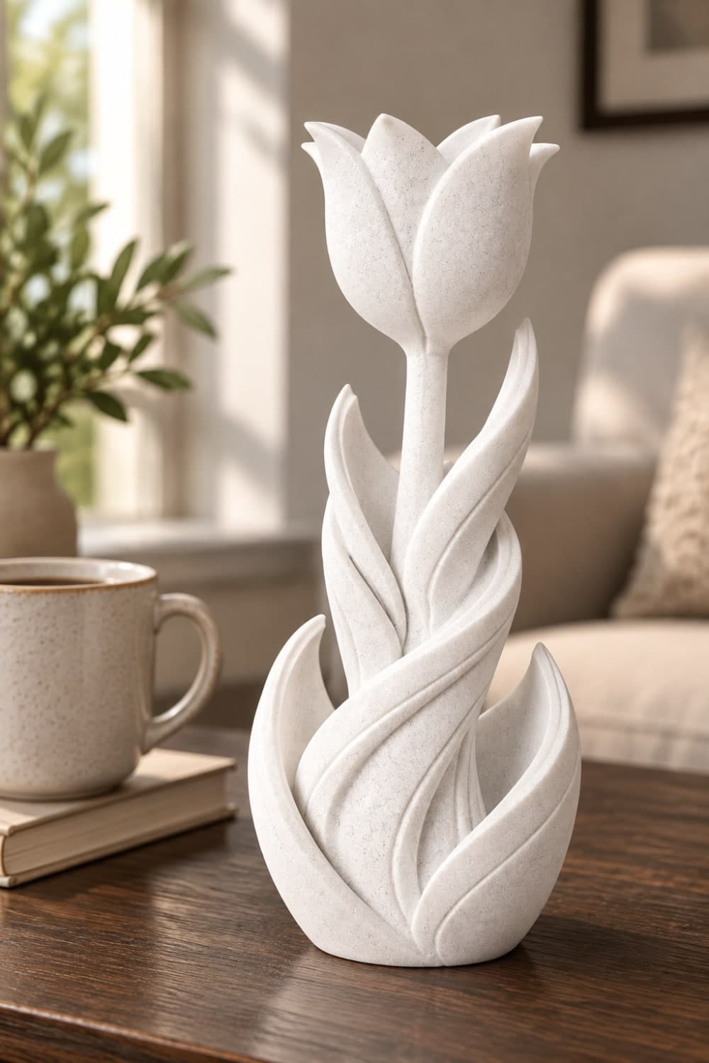 Spiral Lale Çiçeği Figürlü Dekoratif Biblo