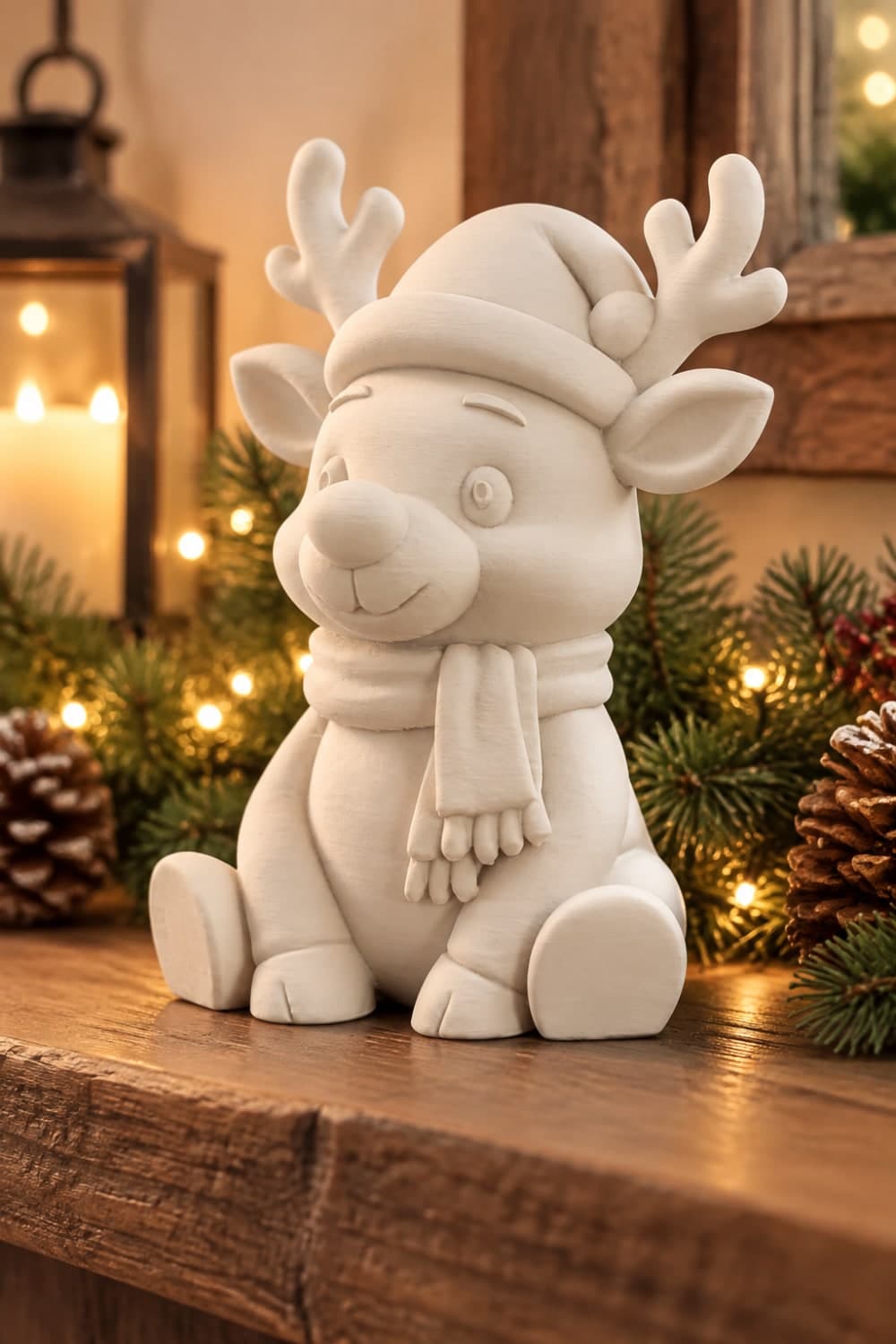 Sevimli Noel Geyikleri Figürlü Dekoratif Biblo
