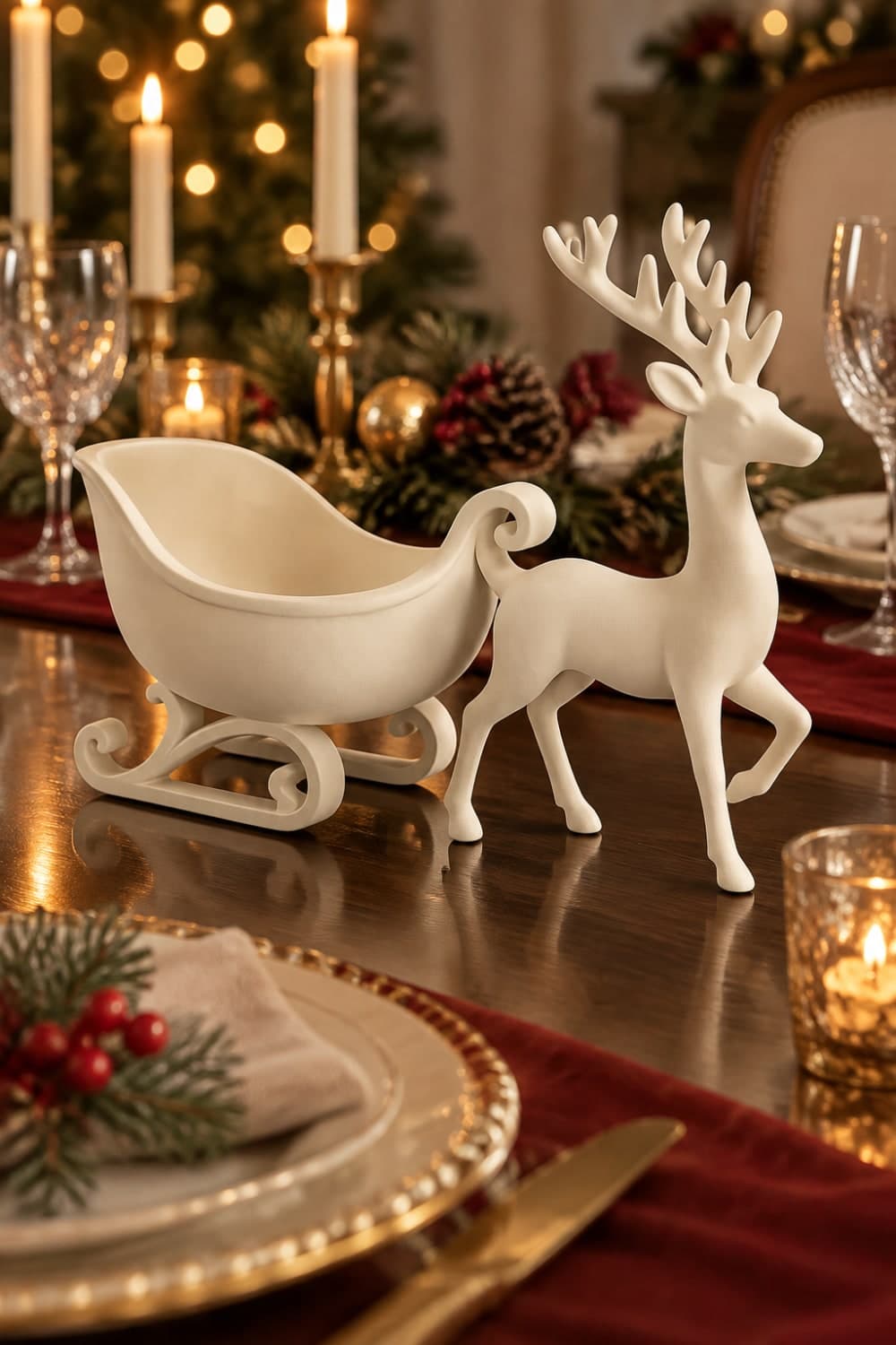 Ren Geyiği ve Kızak & Noel Temalı Dekoratif Biblo