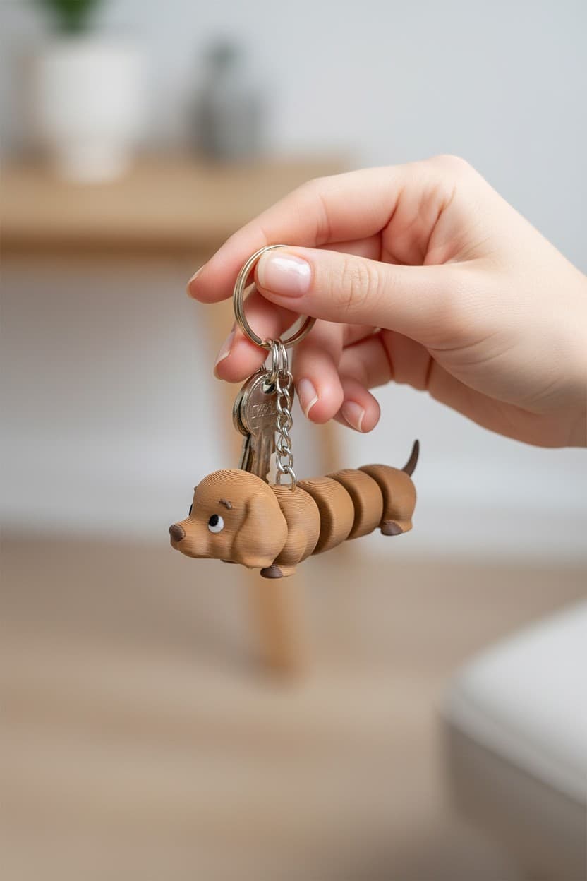 Sevimli Köpek Figürlü Hareketli Anahtarlık