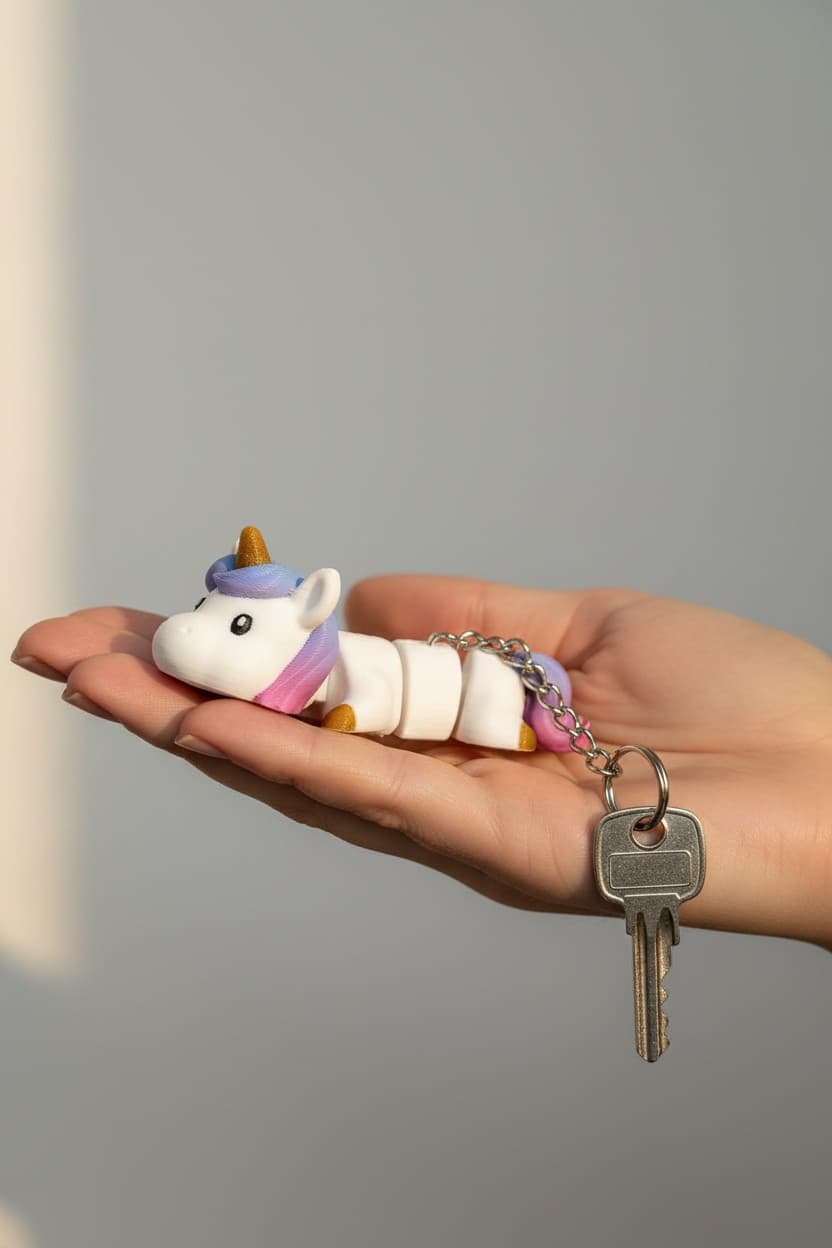 Unicorn Figürlü Hareketli Anahtarlık
