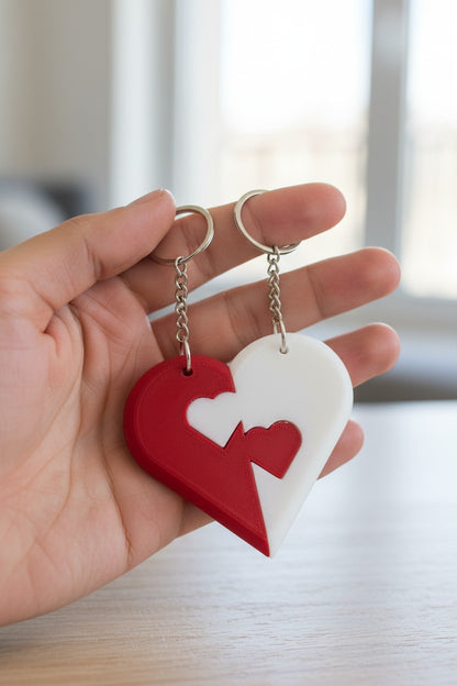 Kalp Figürlü Çift Anahtarlık