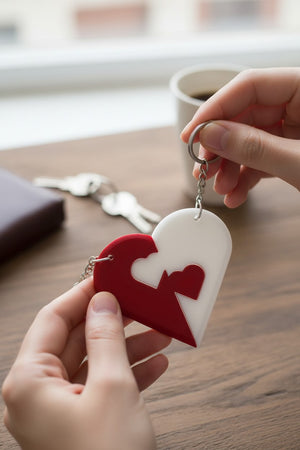 Kalp Figürlü Çift Anahtarlık