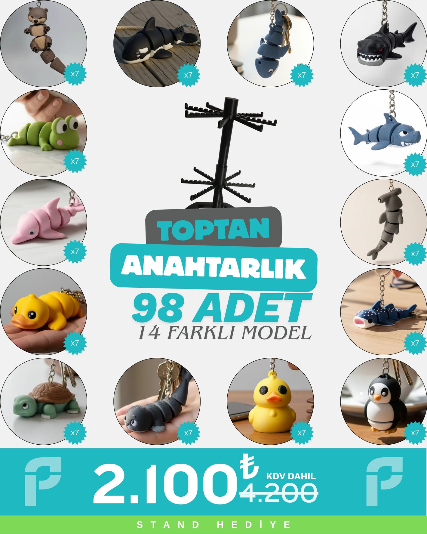 Toptan 98 Adet Anahtarlık Denizaltı Karma Paket