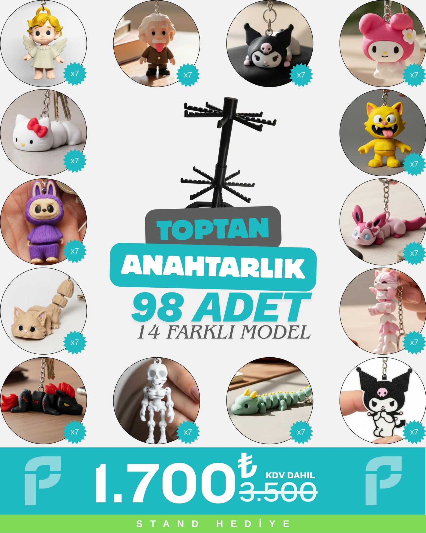 Toptan 98 Adet Anahtarlık Market Basic Karma Paket