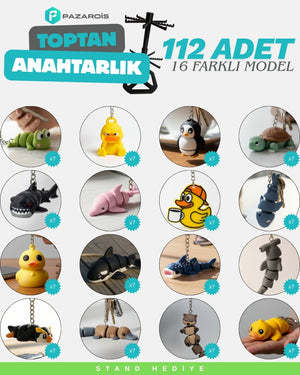 Toptan 112 Adet Denizaltı Figürlü Anahtarlık Karma Paket