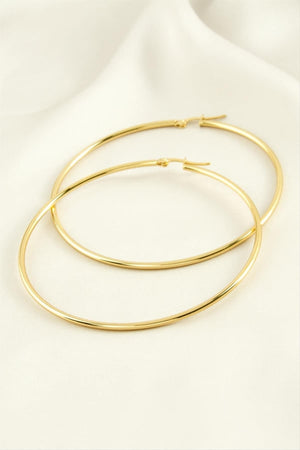 6 cm Gold Renk Lüks Paslanmaz Çelik Halka Küpe