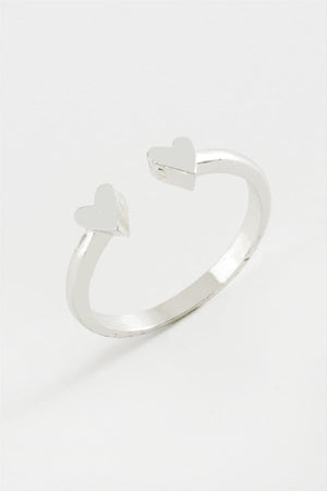 Kalp Figürlü Ayarlanabilir Bijuteri Gümüş Renk Eklem Yüzüğü