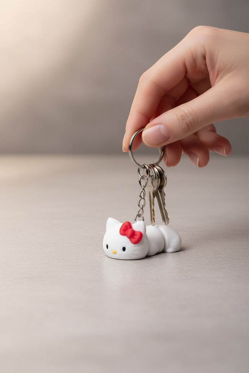 Hello Kity Sevimli Kedi Figürlü Hareketli Anahtarlık