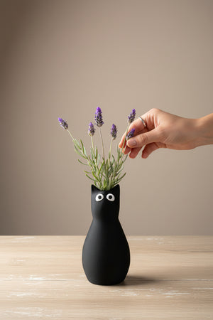 Kedi Figürlü Tasarım Vazo