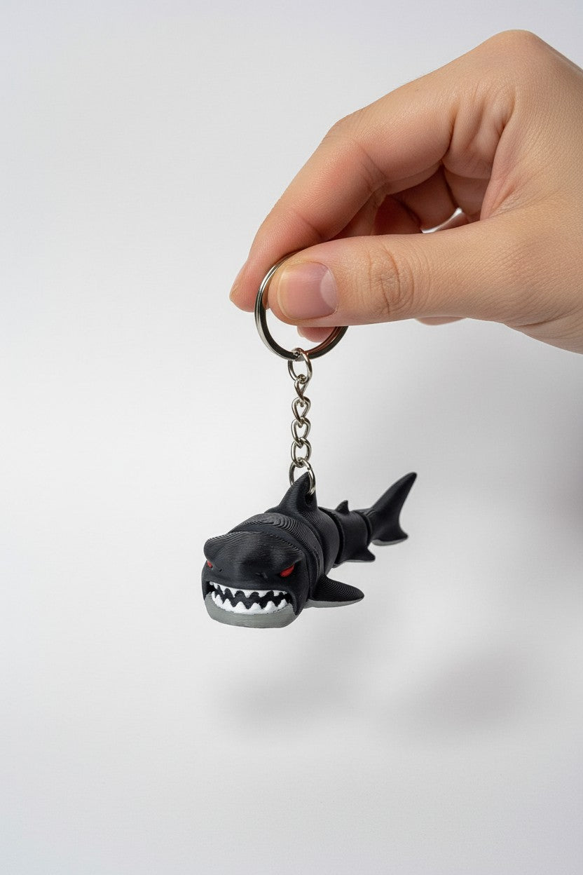 Megalodon Köpekbalığı Figürlü Hareketli Anahtarlık
