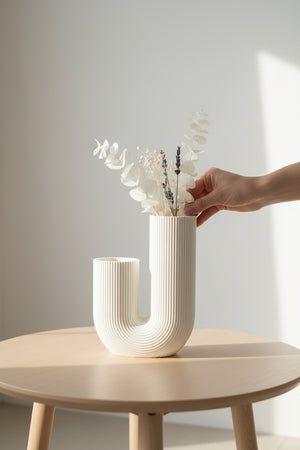 U Şeklinde Boru Figürlü Tasarım Vazo