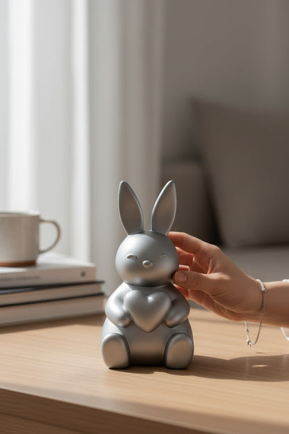 Kalp Tavşan Figürlü Dekoratif Biblo