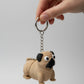 Sevimli Pug Köpek Figürlü Hareketli Anahtarlık