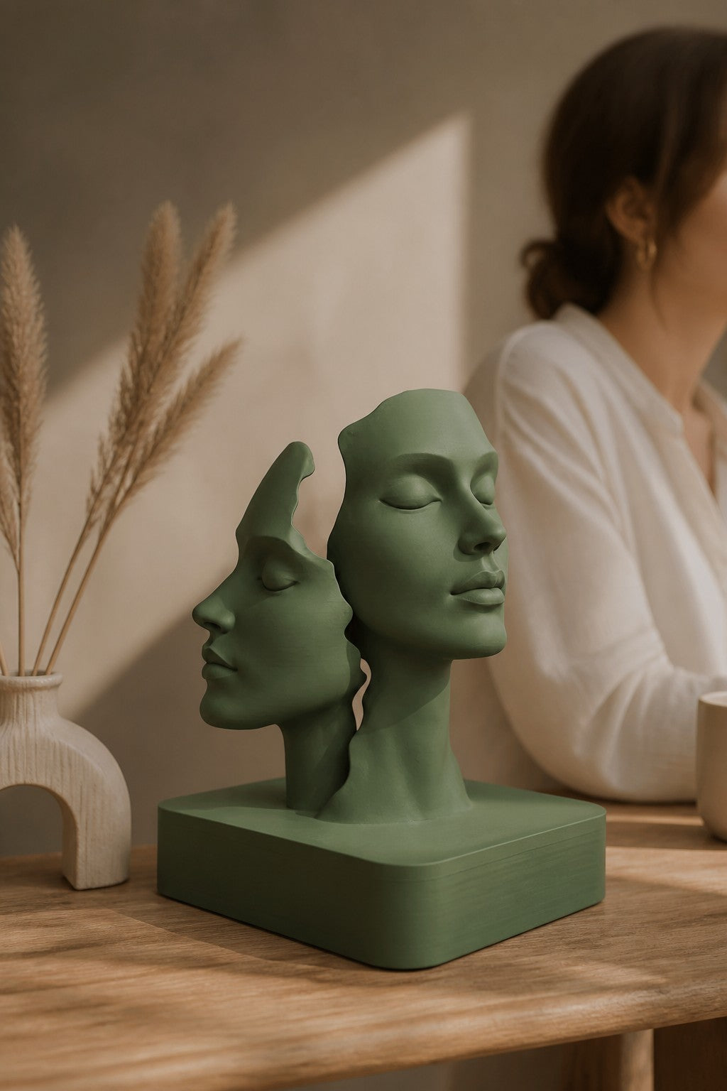 İkiliğin Yüzleri Figürlü Minimalist Dekoratif Biblo