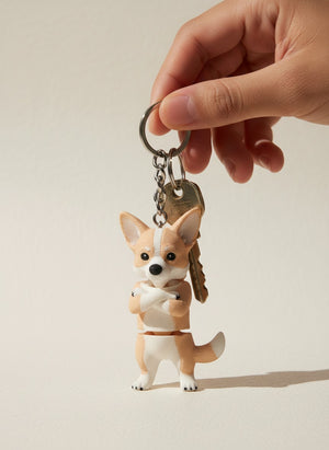 Corgi Köpek Figürlü Hareketli Anahtarlık