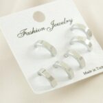 3 Çift Silver Renk Bijüteri Yarım Halka Küpe Seti 1 cm