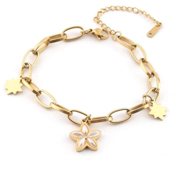 Yıldız Figürlü Altın Renkli Çelik Bileklik