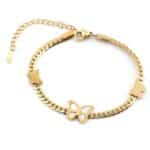 Kelebek Figürlü Altın Renkli Çelik Bileklik