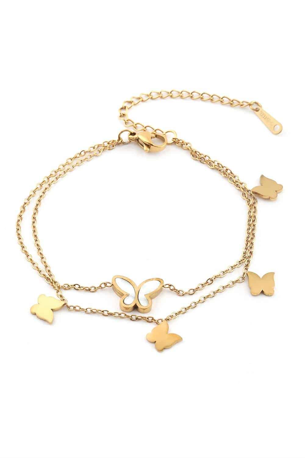 62834-Uploads-Urunresimleri-Buyuk-Celik-Bileklik-Gold-509-44-Jpg.jpg Kelebekler Figürlü Altın Renkli Çelik Bileklik - Görsel 1