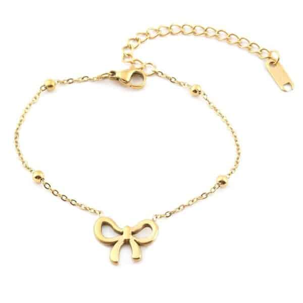 Fiyonk Figürlü Altın Renkli Çelik Bileklik