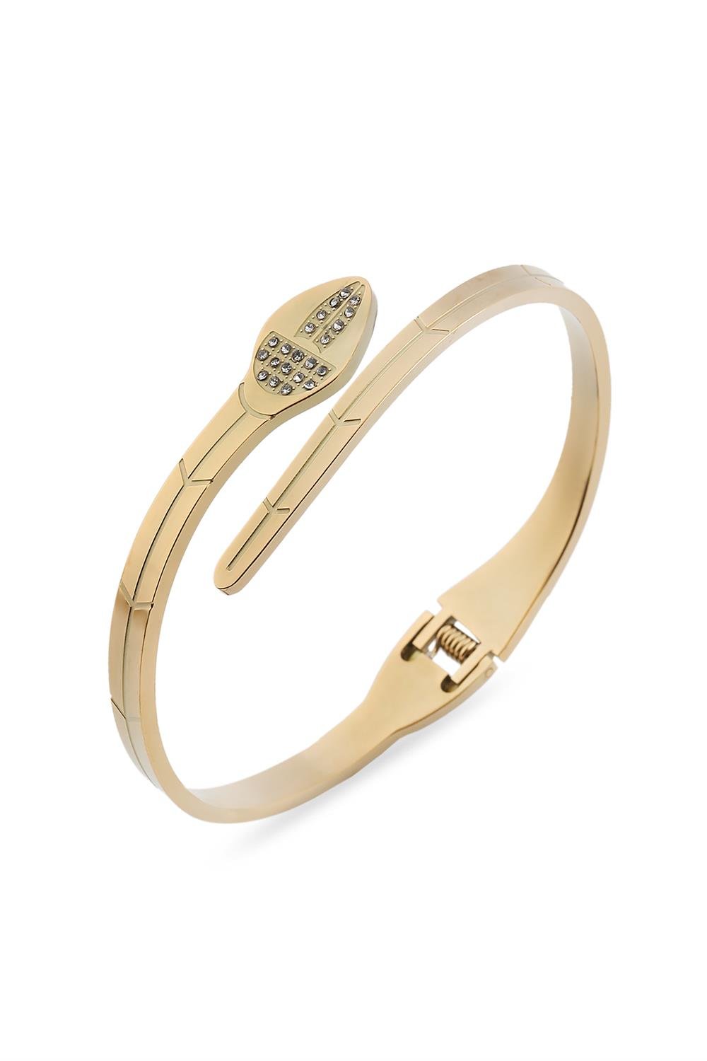 62834-Uploads-Urunresimleri-Buyuk-Celik-Kelepce-Gold-1793Ad-Jpg.jpg Yılan Figürlü Altın Renkli Çelik Kelepçe Bileklik - Görsel 1