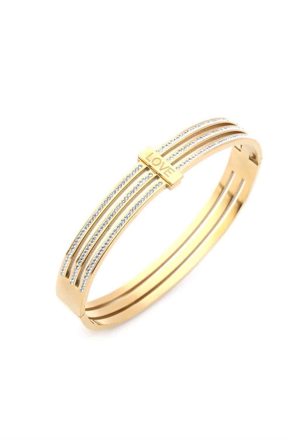 62834-Uploads-Urunresimleri-Buyuk-Celik-Kelepce-Gold-22-4D4-Jpg.jpg Love Figürlü Altın Renkli Çelik Kelepçe Bileklik - Görsel 1