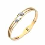 Taşlı Figürlü Altın Renkli Çelik Kelepçe Bileklik