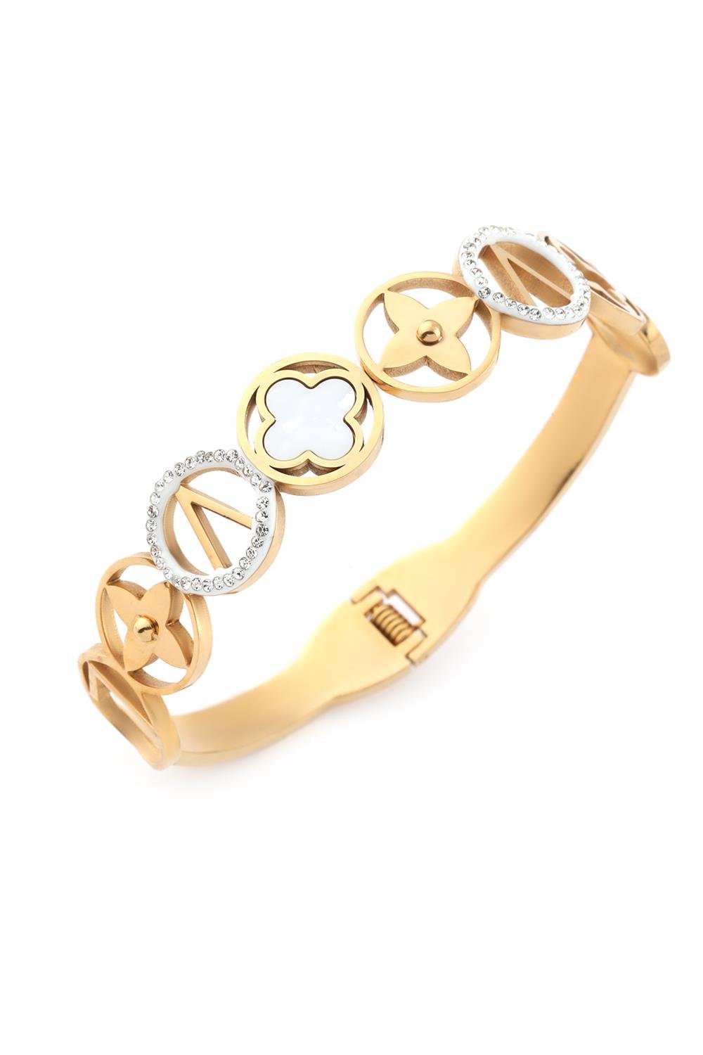 62834-Uploads-Urunresimleri-Buyuk-Celik-Kelepce-Gold-4A2013-Jpg.jpg Çoklu Figürlü Taş Detaylı Altın Renkli Çelik Kelepçe Bileklik - Görsel 1