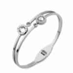 Roma Rakamlı Çift Yuvarlak Figürlü Gümüş Renkli Çelik Kelepçe Bileklik