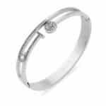 Taş Detaylı Gümüş Renkli Çelik Kelepçe Bileklik