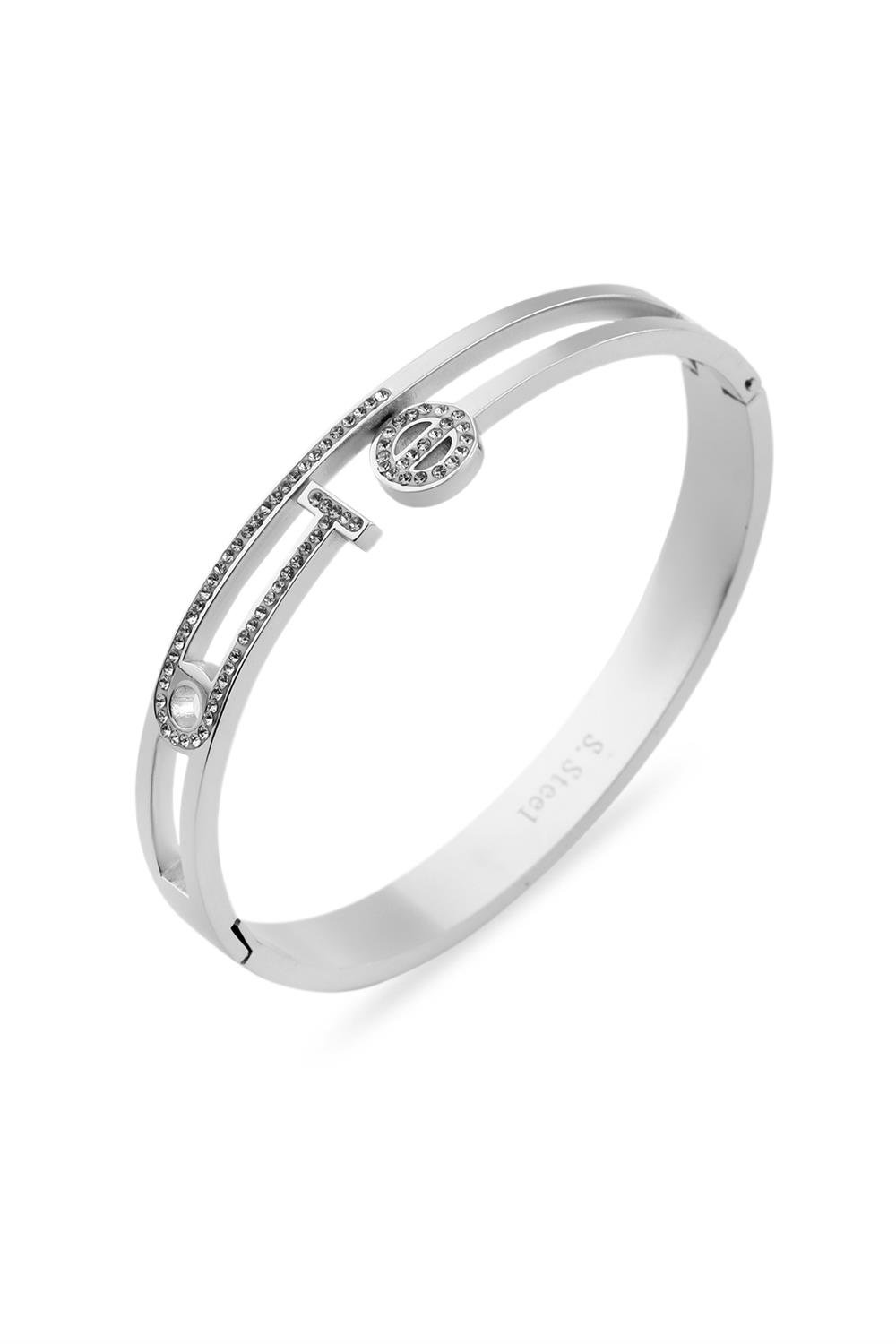 62834-Uploads-Urunresimleri-Buyuk-Celik-Kelepce-Silver-5-49D7-Jpg.jpg Taş Detaylı Gümüş Renkli Çelik Kelepçe Bileklik - Görsel 1