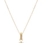 Yıldız Figürlü Taşlı Altın Renkli Çelik Kolye