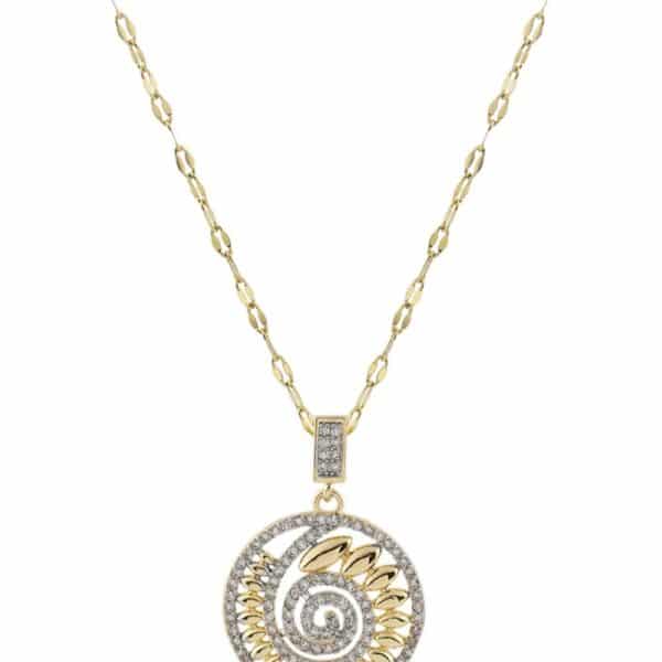 Yuvarlak Figürlü Altın ve Gümüş Renkli Çelik Kolye