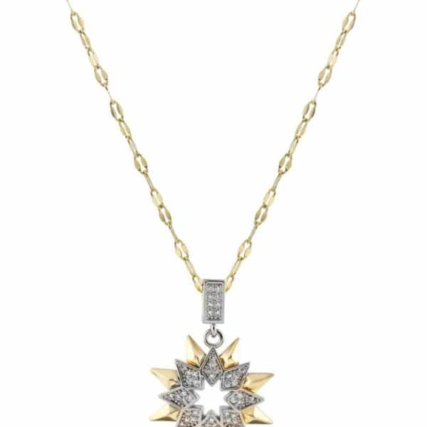 Güneş ve Yıldız Figürlü Altın Renkli Çelik Kolye