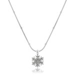 Kar Tanesi Figürlü Taşlı Gümüş Renk Çelik Kolye