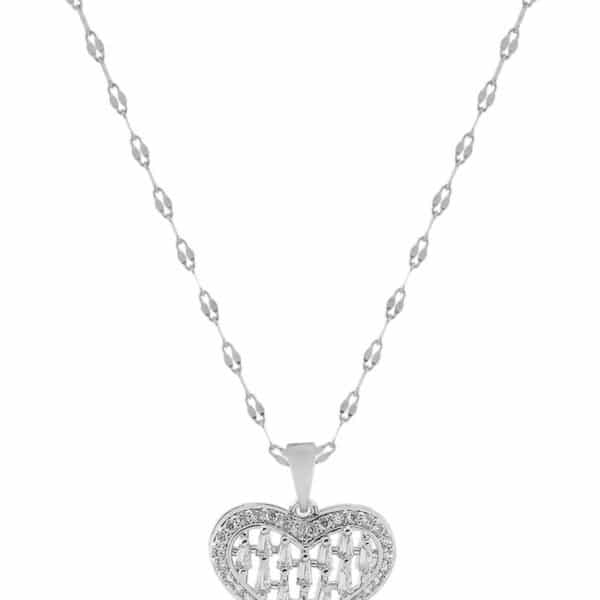 Kalp Figürlü Gümüş Renkli Çelik Kolye