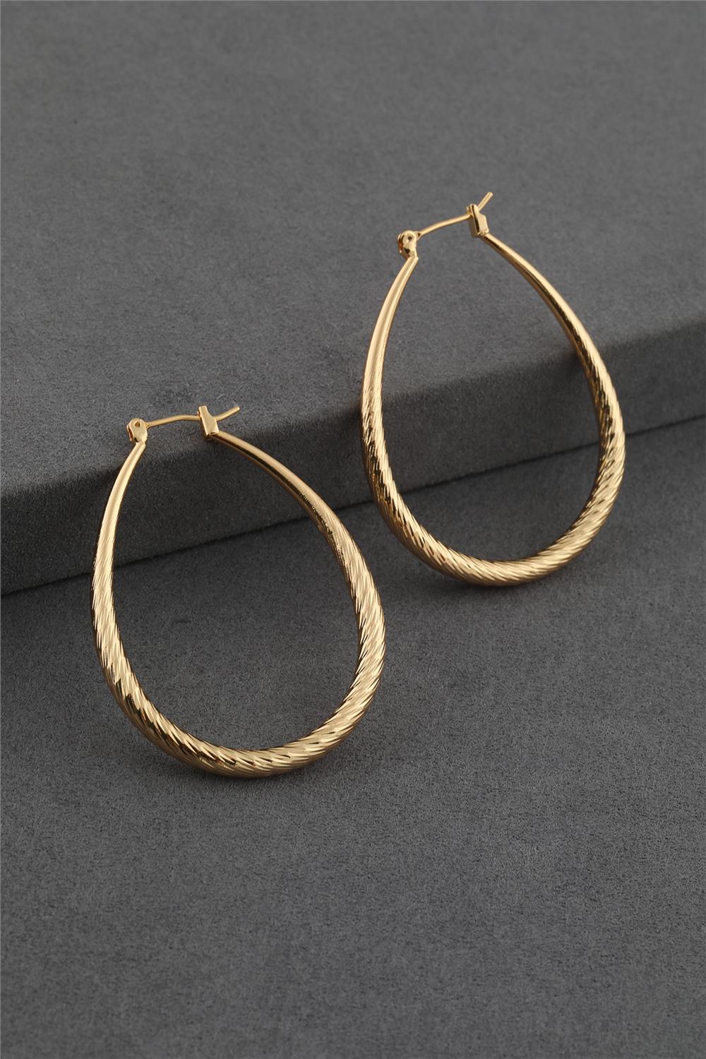 62834-Uploads-Urunresimleri-Buyuk-Celik-Kupe-1-D9A0-Jpg.jpg Burgu Model Altın Renk Çelik Halka Küpe - Görsel 1