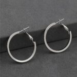 Düz Halka Gümüş Renkli Çelik Küpe