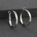 Düz Form Gümüş Renkli Çelik Halka Küpe