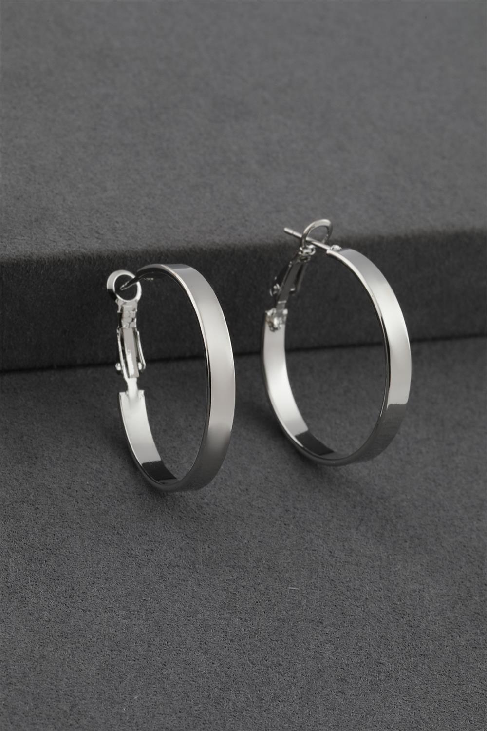 62834-Uploads-Urunresimleri-Buyuk-Celik-Kupe-A646-Jpg.jpg Düz Form Gümüş Renkli Çelik Halka Küpe - Görsel 1