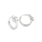 Taç Detaylı Kalp Figürlü Gümüş Renkli Çelik Halka Küpe