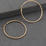 Altın Renkli Mat Dokulu Çelik Halka Küpe