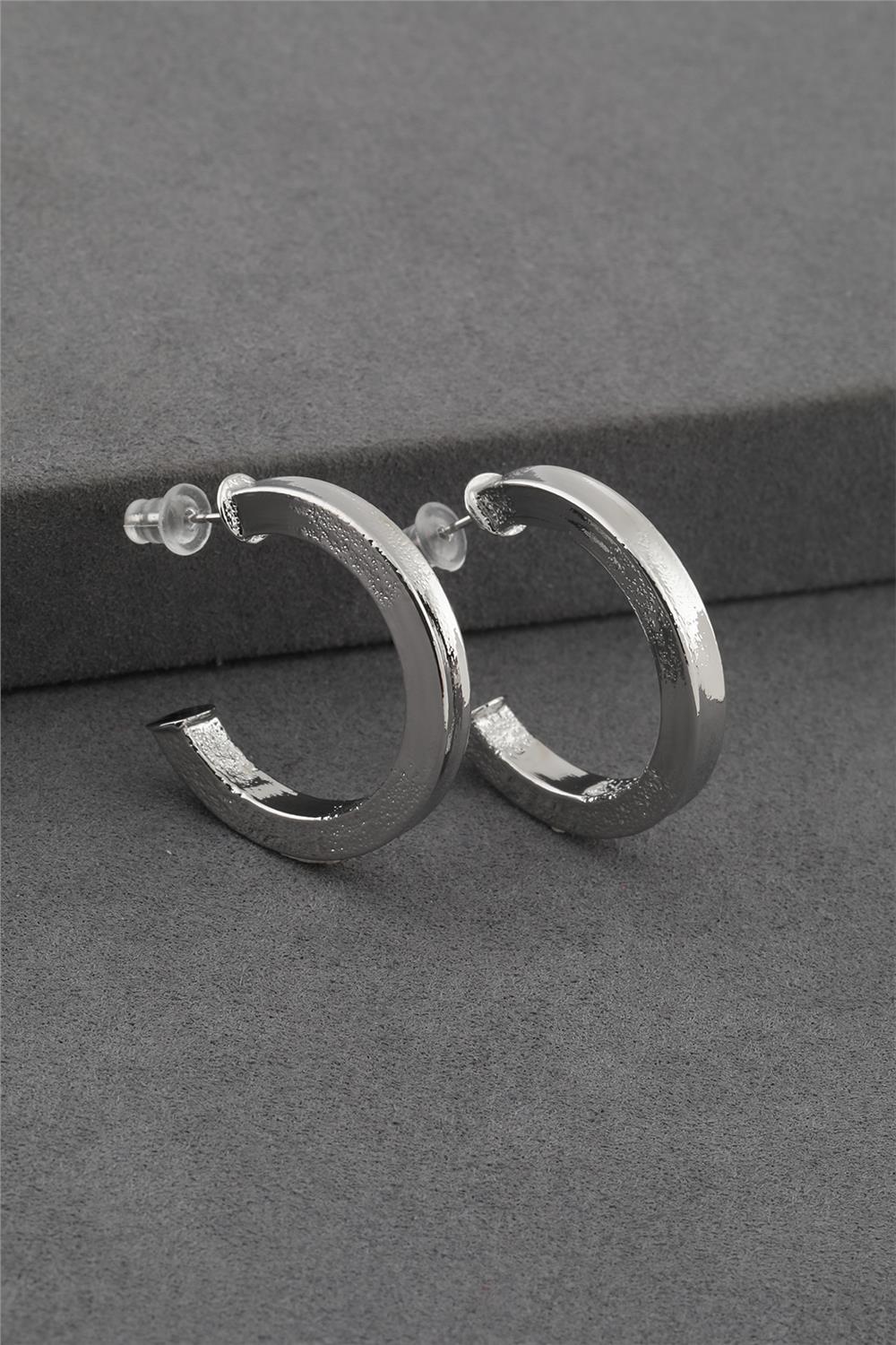 62834-Uploads-Urunresimleri-Buyuk-Celik-Kupe-F83Fad-Jpg.jpg Kalın Halka Gümüş Renkli Mat Dokulu Çelik Küpe - Görsel 1