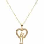 Sevgili Figürlü Altın Renkli Çelik Kolye