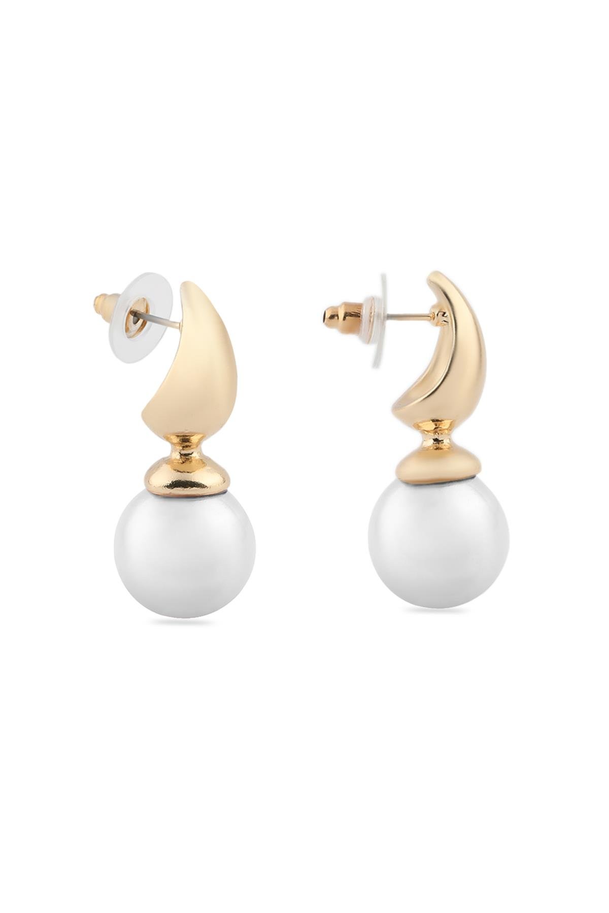 62834-Uploads-Urunresimleri-Buyuk-Vip-Kupe-Gold-D803A3-Jpg.jpg İnci Detaylı Altın Renk Çelik Küpe - Görsel 1