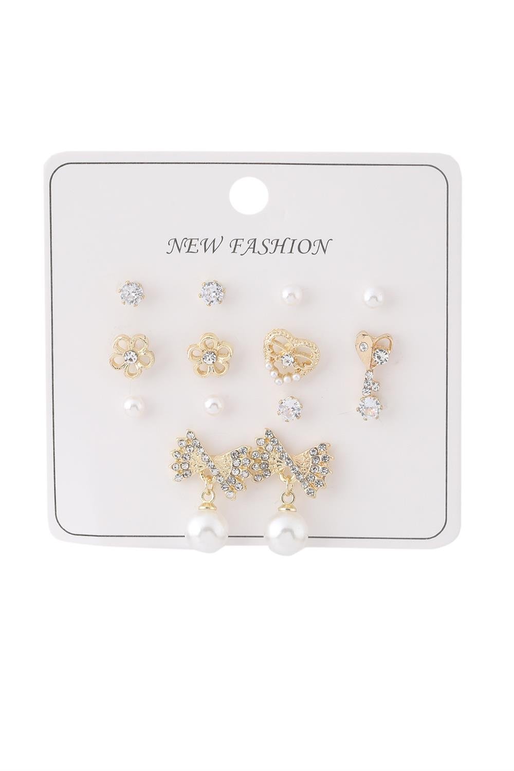 Bijuteri-Set-Kupe-Gold-00B432-Jpg.jpg İnci Ve Taş Detaylı Gold Renk Bijuteri Küpe Seti - Görsel 1