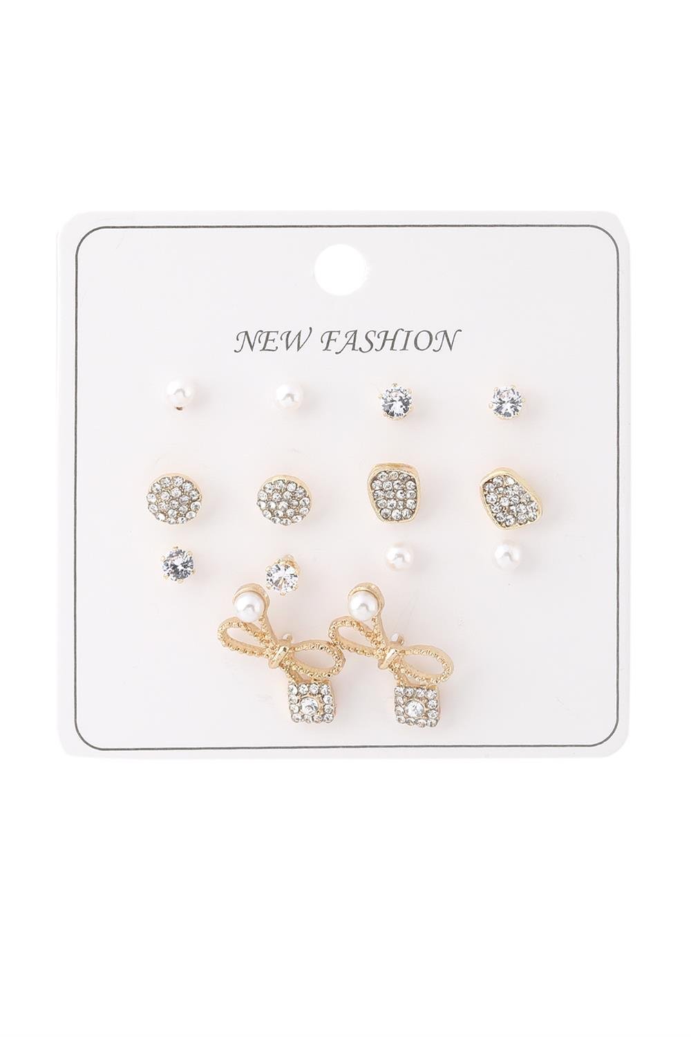 Bijuteri-Set-Kupe-Gold-4-B977-Jpg.jpg Taş Ve İnci Detaylı Gold Renk Bijuteri Küpe Seti - Görsel 1