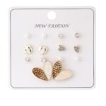 Kalp Figürlü ve Taşlı Gold Renk Bijuteri Küpe Seti